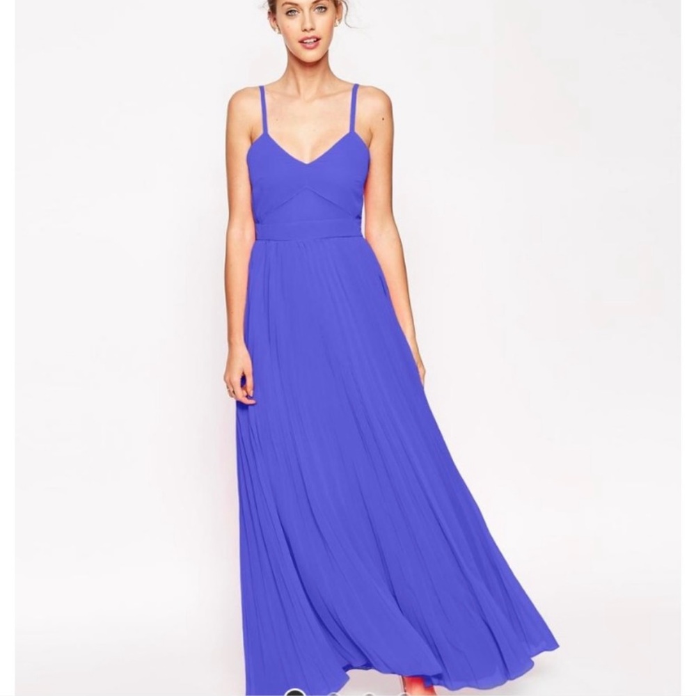 Purple pleated maxi dress